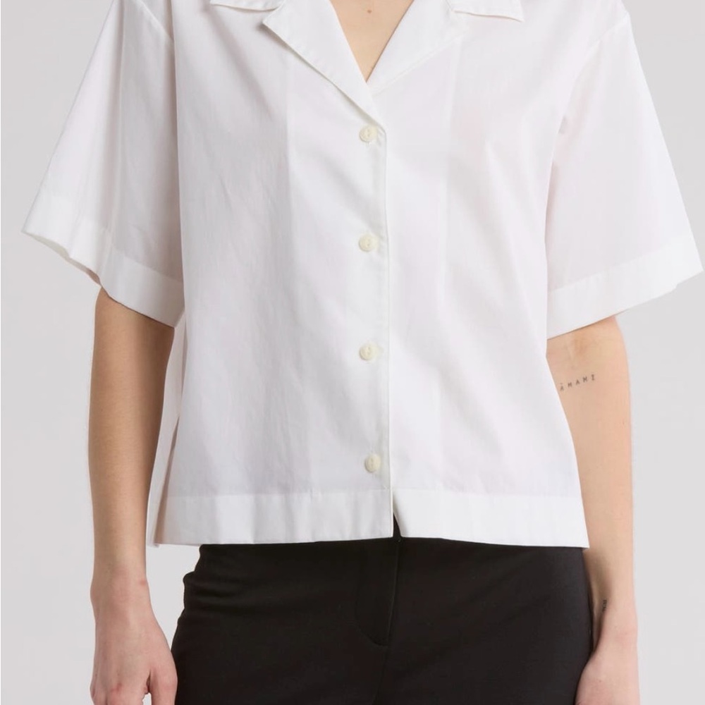 Rag & Bone White Boxy Button Down Shirt with Notched Collar